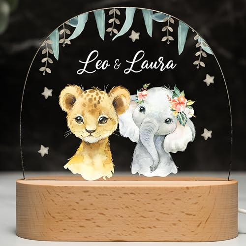 Kidsmood - Personalisiertes Nachtlicht Kinder – Dimmbares Stilllicht mit Namen | LED Nachttischlampe mit 3 Lichtmodi | Deko für Babyzimmer, Geschenk zur Geburt, Taufgeschenke für Mädchen & Jungen