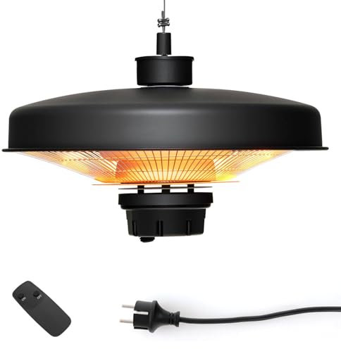 TANGZON Hanging Electric Patio Heater, 2000W Ceiling Mounted Infrared Warmer with Remote Control & Overheat Protection, IP65 Waterproof Outdoor Heater for Garden Porch Gazebo
