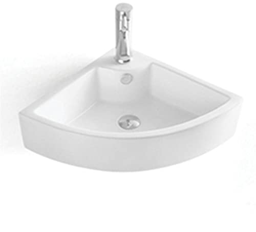MOOWI Waschbecken Weißes, kleines Eck-Waschbecken zur Wandmontage, dreieckiges Porzellan-Keramik-Wandregal, Mini-Waschtisch, Platz for Badezimmerwaschbecken Aufsatzwaschbecken