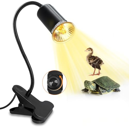 Lampada Rettili Riscaldante, Luce Riscaldante per Tartarughe di Terra con 240CM Cavo, Lampada Tartarughe Acqua 40CM Collo di Cigno, Portalampada E27 Ceramica per Cani Lucertola (Senza Lampadina)