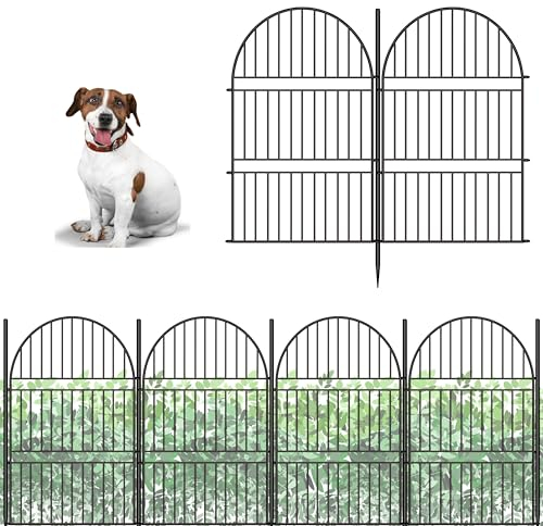 ShopLaLa Recinzioni decorative da giardino per esterni (6 pannelli), 45,7 x 76,2 cm (lunghezza x altezza), barriera per animali con paletti, antiruggine, bordo in filo metallico nero, per cani di