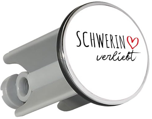 Huuraa Waschbeckenstöpsel Schwerin verliebt 4cm Stopfen mit Namen deiner Lieblingsstadt in Mecklenburg-Vorpommern Geschenk Idee für Freunde und Familie
