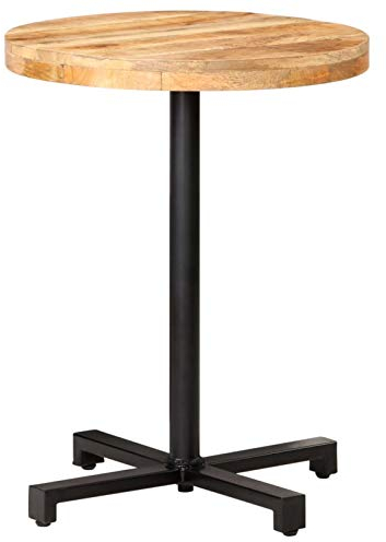LAPOOH Bistrobord, rund Ø 60 x 75 cm, grovt mangoträ, bistrobord, trädgårdsbord, utomhus/inomhus uteplats bistrobord – 320265