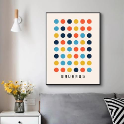 RDRDtbtr Bauhaus-Poster mit rundem Muster Kunstdrucke abstrakte Leinwandbild moderne nordische Wand Bilder Bilder für Wohnzimmer Studio Veranda Heimdekoration 50 x 70 cm ungerahmt