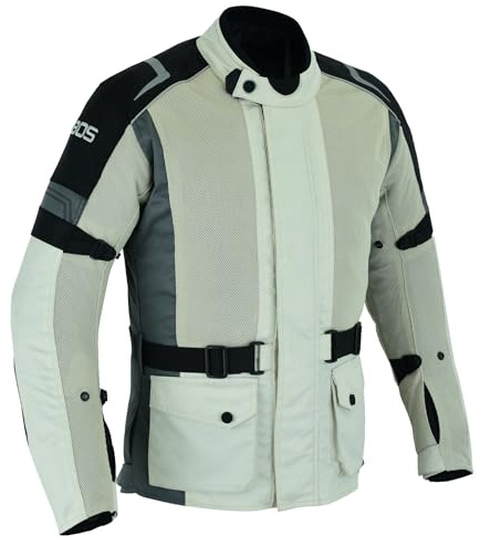 Leichte Sommer-Motorradjacke mit Protektoren – Winddichte Textiljacke mit herausnehmbarem Innenfutter für Biker und Touren Jacke (DE/NL/SE/PL, Alphanumerisch, 4XL, Regular, Regular, GRAY)