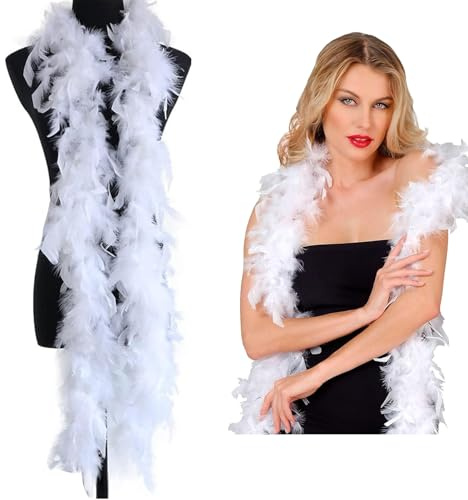 WORUIB Feather Boa, White, 2m, Adult Unisex Accessory for Dance, Wedding, Party, Cosplay