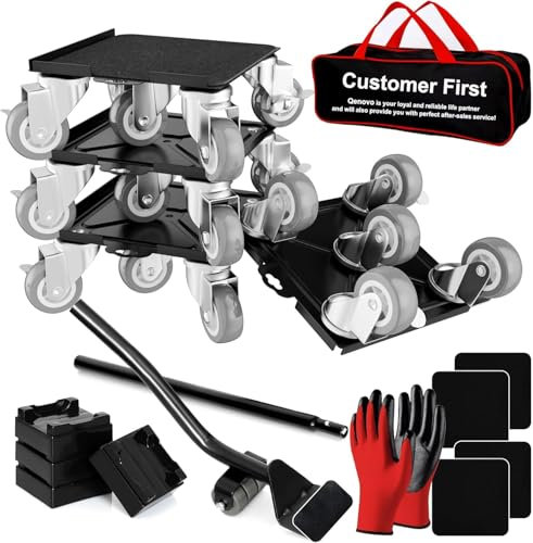 Furniture Dolly Set 5 Wheels Heavy Duty, Furniture Movers with Silent Rubber Wheels, 360° Rotation with Brake, 1000Lbs Load Capacity, Furniture Lifter for Easy Moving Large Furniture.