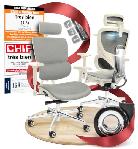 CLOUVOU MasterSeat Bürostuhl Ergonomisch [TESTSIEGER] | Drehstuhl 150kg Schreibtischstuhl | Büro Stuhl & Gaming Stuhl | Home Office Chair Ergonomic | Atmungsaktiver Computerstuhl