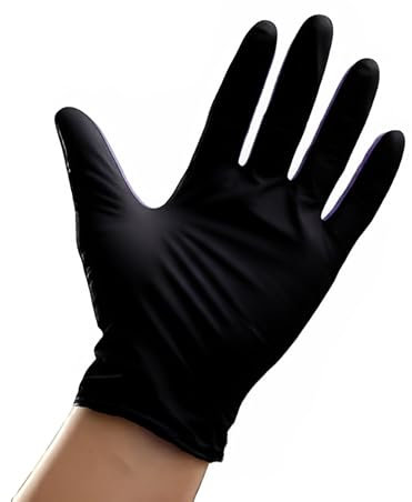 RFD Guanti in Nitrile Nero Senza Talco - 100 Pezzi - Taglie S, M, L, XL - Monouso per Cucina, Laboratorio, Tattoo, Alimentari, Meccanica - Resistenti, Usa e Getta (S)