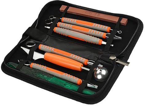 LHQYA 9-teiliges Koch-Tranchier- Und Schälwerkzeug, Chef-Tranchiermesser-Set, Doppelseitige Bedienung, Stabile Klinge, Schweißfester/Rutschfester Griff, Für Gemüse/Obst/Fleisch