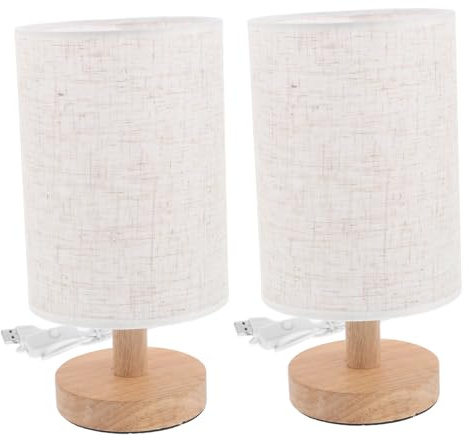 2 Stück LED Nachttischlampen im Nordischen Retro Stil für Schlafzimmer