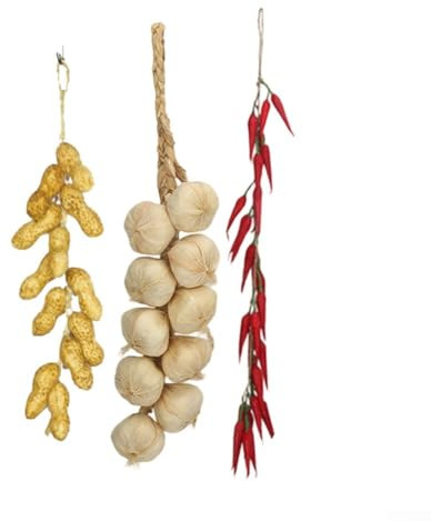 Faux légume artificiel en mousse, corde à suspendre pour légumes, ail artificiel, cacahuète, poivron rouge, pour la maison et la cuisine