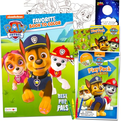 Paw Patrol Malbuch-Set für Kinder – Paket mit 32 Seiten Aktivitätsbuch, Spielpack, Aufklebern, mehr | Paw Patrol Malset für Mädchen, Jungen