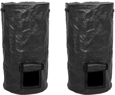 Booso 2X Bolsa de Abono Plegable para JardíN con Tapa, Sacos de Residuos de Fertilizantes, Compostador, Recolector de Residuos de EstiéRcol Fermentado de 34 Galones