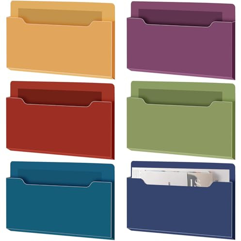 Fuutreo Magnetischer Wandordnerhalter, 6 Stück, dunkles Vintage, horizontal, groß | Magnetischer Organizer für Kühlschrank, Büro, Papierhalter für Briefe, Zeitschriften, Wandmontage, Aktenfach
