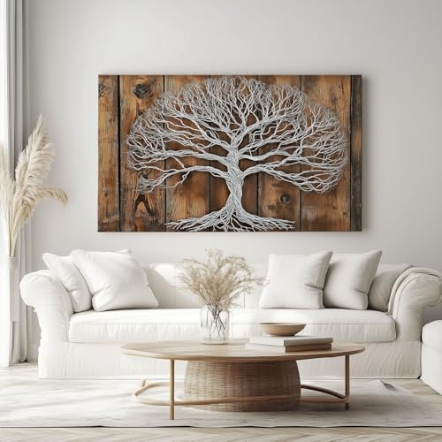 Genérico Textura Madera Decorativos Cuadro Árbol La Vida Abstracto Moderno Cuadro Lienzo Para Salón Dormitorio Comedor Oficina Decoración Pared 120 x 60 cm Sin Marco Decorativos Cuadro