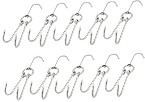 GRIRIW 10 Pièces Crochets à Viande Acier Inoxydable de Crochets Résistants à Usure pour Volaille Bœuf et Jambon pour Barbecue Séchage