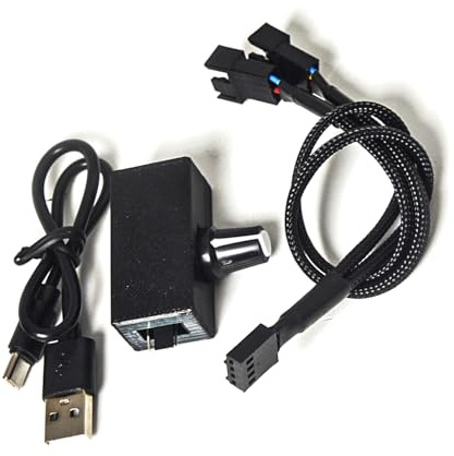 DIEKE Contrôleur de ventilateur USB efficace de sortie 5 12 V réglable pour ventilateurs de refroidissement à 4 broches câble adaptateur d'alimentation USB