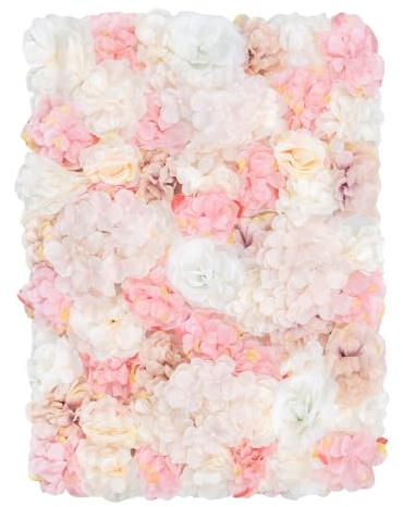 Hopuers 16x 24 Artificial Flower Wall Panels, Flower Wall Mat Silk Flower Panels for Outdoor Garden Backyard Fence Fence Privacy Screen and Indoor Decor, 12Pcs