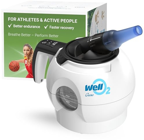 WellO2 Steam Breathing Trainer for Sports, Athletes & Runners – Adjustable Resistance – Supports Stamina and Athletic Performance