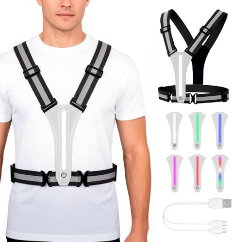 Gilet Reflechissant, USB Rechargeable Gilet réfléchissant, Réglable Gilet de Sécurité Réfléchissant, Femmes Hommes enfants, pour Les randonnées Nocturnes, Le Cyclisme, Les promenades de - Noir