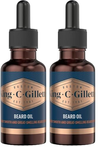 King C. Gillette Bartöl Mit Pflanzlicher Argan-, Jojoba-, Avocado-, Macadamia- Und Mandelöl, 30 ml (Packung mit 2)