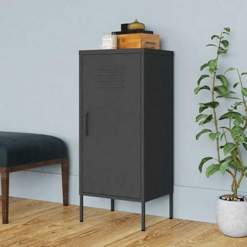 SooIarix Lagerschrank Anthrazit 42,5x35x101,5 cm Stahl, Robuster Stahlschrank mit 2 Einlegeböden, Verstellbare Regalfächer für Büro, Garage und Zuhause