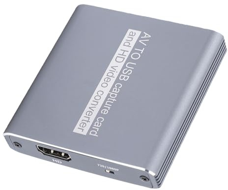 Zhjvihx Convertitore da AV a Digitale Scheda di Acquisizione Video USB 3.0 per Videoregistratore/DVD/Supporta Anteprima in Tempo Reale 1080p con Cavi AV e Adattatore USB C, Convertitori