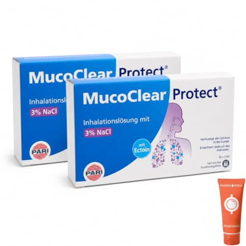 MucoClear Protect Inhalationslösung 20x 5 ml (2x) mit Pharma Perle Duschgel | Inhalationslösung mit Ectoin und 3 % NaCl, sterile Einzeldosen
