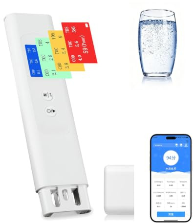 RSQQL Testeur Intelligent de qualité de l’Eau Potable | Surveillance APP, analyse complète de 9 paramètres, for la maison, le puits, le robinet et l'extérieur