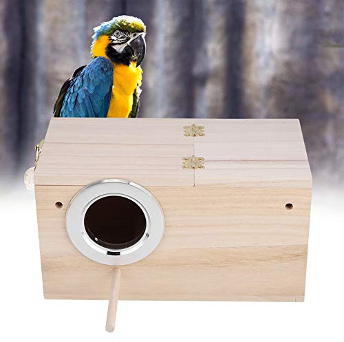 Fabater Fågeluppfödningslåda i trä för Papegojor, Säkert Giftfritt Hus för Husdjur med Metallkantöppning, Visning och Rengöring Upptill, Ställ Medföljer för Undulater Cockatiel Lovebirds, (vänster