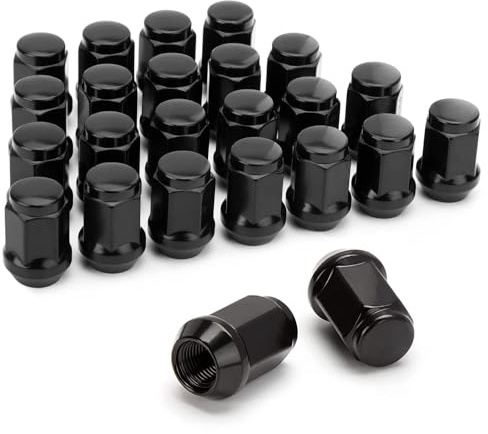 Dynofit M12x1.5 Wheel Lug Nuts Compatible with Ford Focus Fusion Escape 2006-2019, 24pcs 12mmx1.5 Black Wheel Nuts Fit Aftermarket AL Rims,1.38 Height 19mm Hex 60 Degree Closed End Tuner Nut