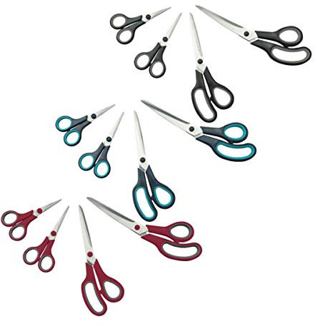 Lot de 4 ciseaux en acier inoxydable pour droitiers et gauchers Noir