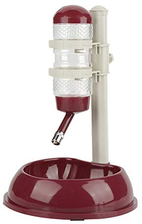 TENNESKY Distributeur Bouteille d'Eau Automatique + Bol Nourriture pour Animaux Gamelle Hauteur Réglable en Plastique pour Chien Chat (Brun)