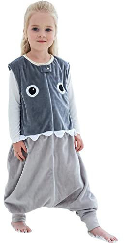 MICHLEY Toddler Sleeping Sack with Feet Newborn Infant Sleeveless Sleeping Bag 2-way Zipper Baby Wearable Blanket for Walkers,Grey Shark,5-6T