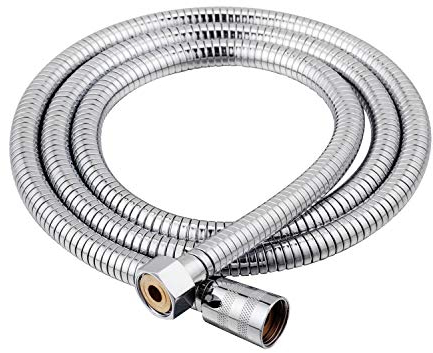 Ferrestock Fontastock Flexo de acero inoxidable Manguera de Ducha de 1,70 a 2 metros con juntas de latón, Rosca Hembra 1/2” y tuercas de sujeción cónica y hexagonal, Cromo (Antiguo modelo)