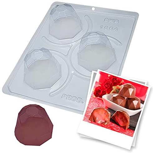 BWB 1054 Special Mould 3 Part Truffles Chocolates Large Diamond Shape with Silicone for 3 Cavity Hot Chocolate 12-25 g Three-Dimensional PET Plastic Accessories and Utensils