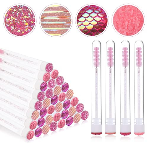 EBANKU 40 st Rosa mascara borstar tuber, diamant ögonfransborste rör tom mascara stav tub sminkborste mascara borstar för ögonfransförlängning