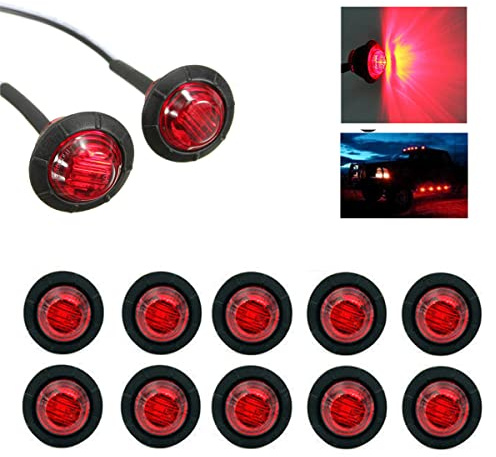 Rund 12V LED Seitenmarkierungsleuchten IP68 wasserdicht Seitenmarkierungsleuchten, für Pkw, Lkw, Anhänger, Traktoren (rot), 10 Stück