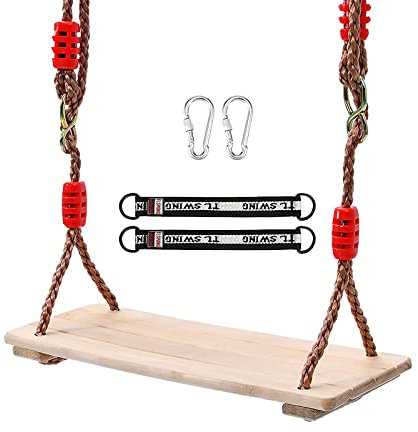 Holz Schaukelsitz - Schaukel Garten - Kinderschaukel Outdoor Indoor - Schaukelsitz mit Einstellbares Seil bis 150 kg für Kinder Outdoor und Indoor Garten(Holzfarbe)