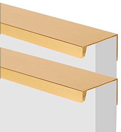 2 Stück Möbelgriff gebürstetes Gold unsichtbar Schrankgriffe Versteckt SchubladenKnöpfe Modernes Türgriff Hinterschraubgriff für Schlafzimmer Kleiderschrank Profilgriff (Länge 800mm)