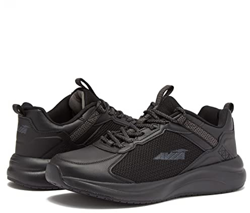 Avia Canyon SR Black Non Slip Shoes for Men, Water Resistant Men's Restaurant, Work & Food Service Sneakers - Black/Black, 9 Medium