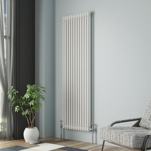 NRG Column Radiator Gloss White 1800x560mm Double Cast Iron Rads | Traditional, Interior Designer Vertical Bathroom Radiator, Central Heating, Wall Mounted, for Living Room, Kitchen, Bedroom