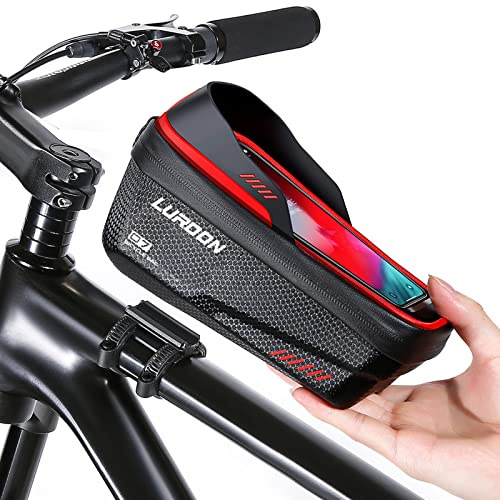 LUROON Borsa Telaio Bici Impermeabile MTB Borse Bicicletta Telaio Anteriore Borsa Top Tubo con Schermo Tattile Face ID Visiera Parasole Porta Telefono Borsa Grande Capacità per Telefoni sotto 6,9
