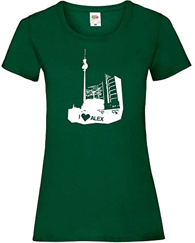 I Love Alex in Berlin Frauen Lady-Fit T-Shirt Flaschengrün XL