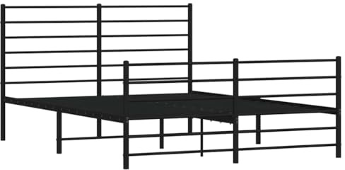 vidaXL Sängram med huvudgavel och fotgavel svart metall 120x200 cm, säng, metallsäng, metall sängram, sängar, metallsängar, metall sängramar, gästsäng