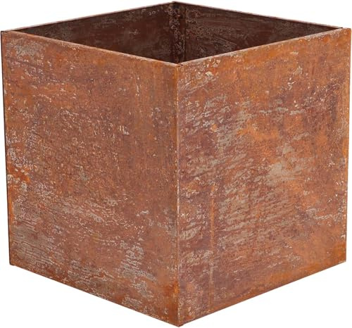 Esschert Design Moderner Pflanz Kübel Gefäß Hochbeet Edel Rost Rostig Corten Stahl eckig 40x40cm