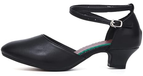 JUODVMP Niñas Punta Cerrada Estándar Bailes de Salón Latinos Zapatos Bombas Tacón Bajo Mujeres Boda Fiesta Modelo DYZPZK