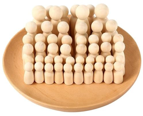Holzfiguren zum bemalen, 50 Stücke Holzfiguren Puppen, Puppe für Geburtstag Dekoration, bemalen Basteln Holz Peg