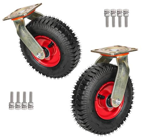 WORDFUN Strapazierfähige Lenkrollen Luftreifen Gummi Lenkrolle, Bockrolle, Durchmesser 200 250mm, 200kg Tragkraft, Keine Spuren, Leise, Für Trolleys, Transportroller, Werkbank Rollen